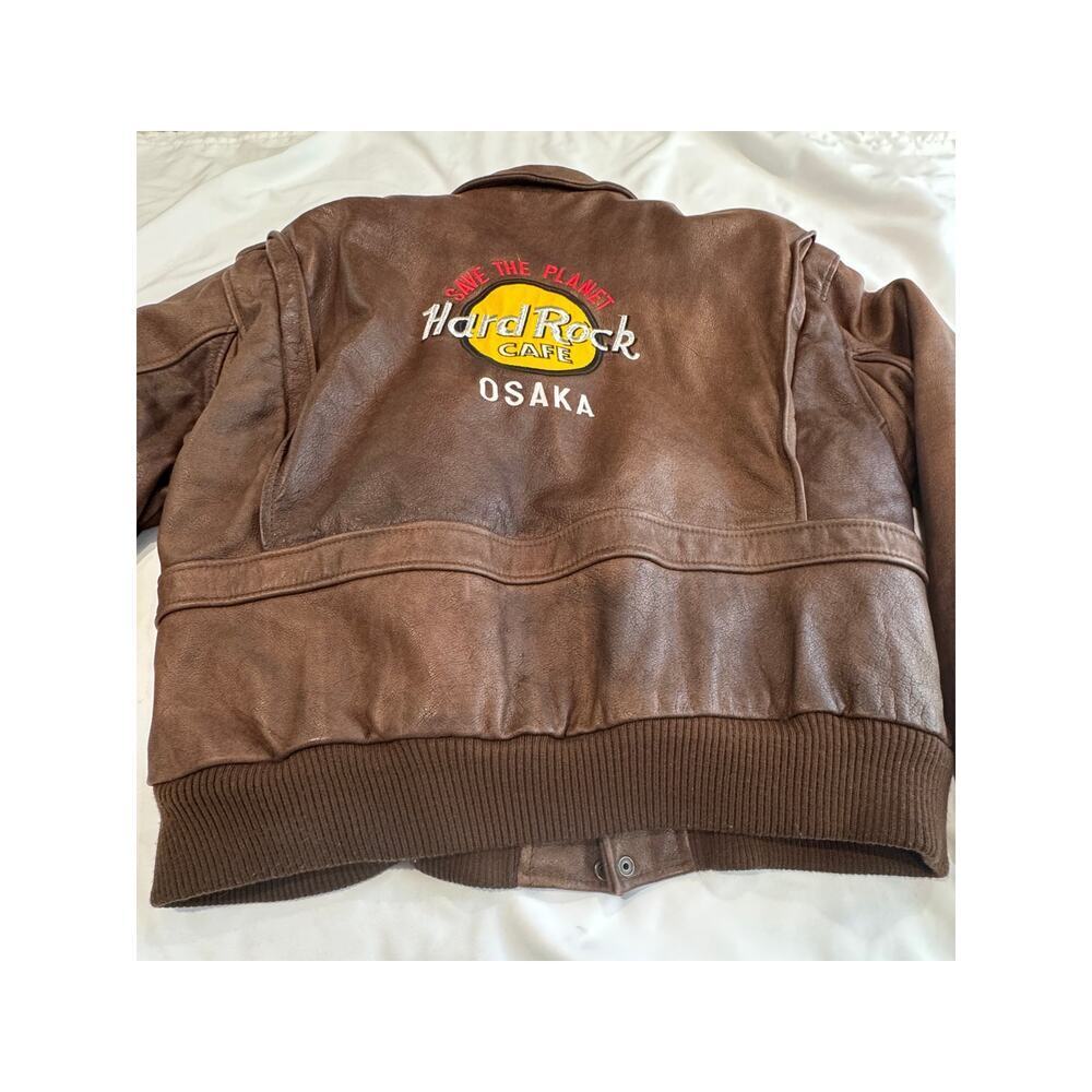 Hard Rock Cafe OSAKA Vintage LEather Bomber Jacket - Picture 7 of 16